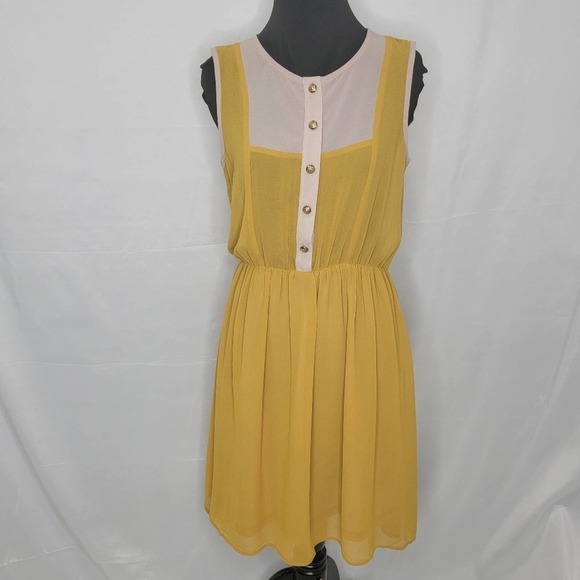 Unbranded Tank Sheer Mustard and Cream Dress - Picture 7 of 16